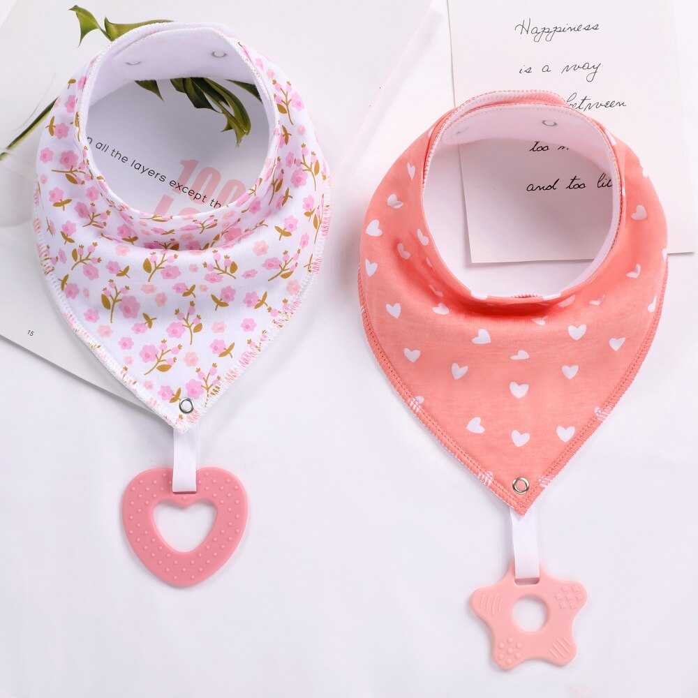 Drool Bib Bandana with Silicone Teether